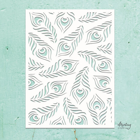 Mintay Kreativa Stencil 6x8 Inch Peacock Feathers