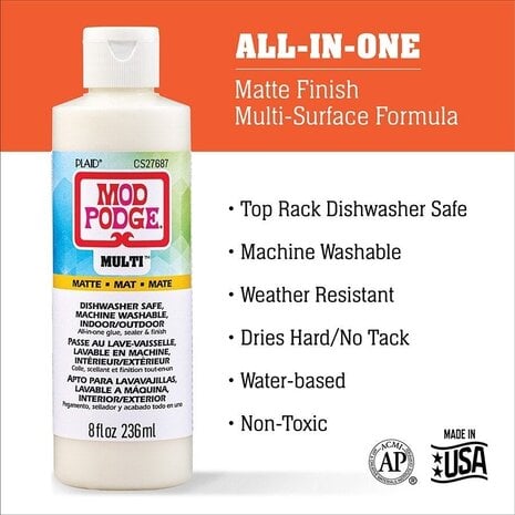 Mod Podge • Multi Matte Dishwasher-safe Glue/Sealer/Finish 8 fl oz 