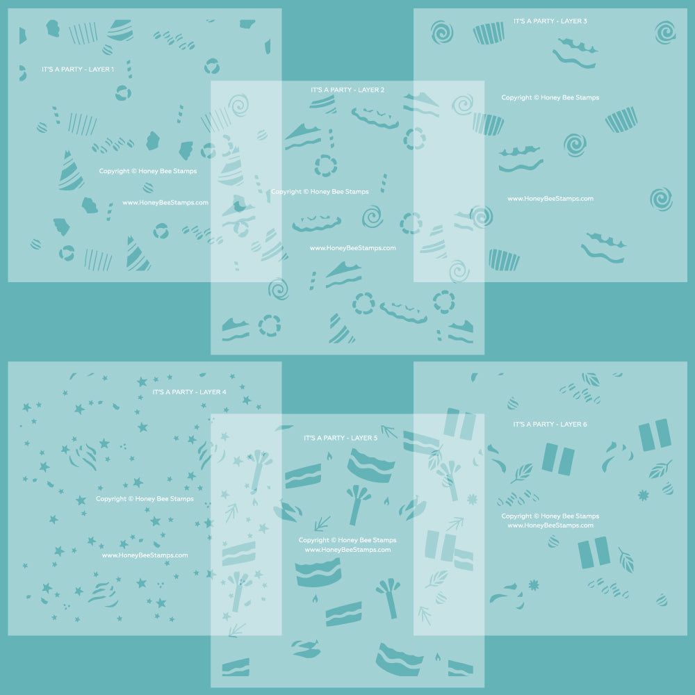 Honey Bee - It's A Party - Set of 6 Coordinating Stencils Honey Bee - It's A Party - Set of 6 Coordinating Stencils