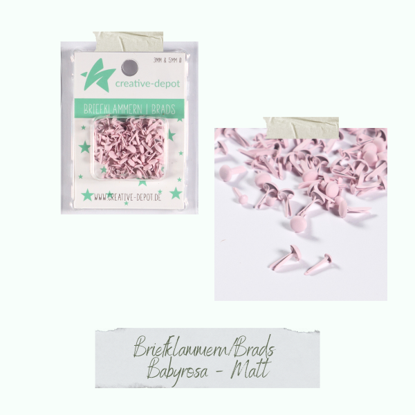 Creative Depot -  Brads - Babyrosa - Matt - 100 Stück  Creative Depot -  Brads - Babyrosa - Matt - 100 Stück