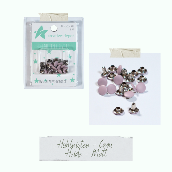 Creative Depot -  Doppelhohlnieten - Heide - Matt - 10 Paar - 6 mm  Creative Depot -  Doppelhohlnieten - Heide - Matt - 10 Paar - 6 mm