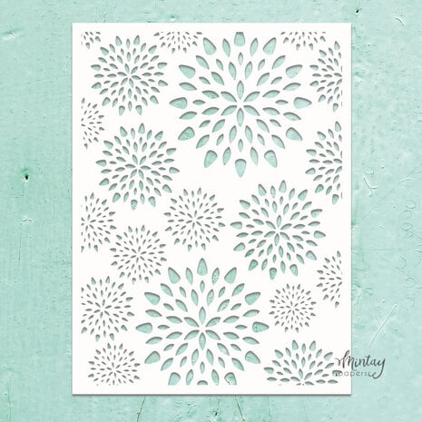 Mintay - Kreativa Stencil 6x8 Inch Aster Flowers Mintay - Kreativa Stencil 6x8 Inch Aster Flowers