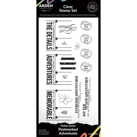 Arden Creative Studio - Maker Series 4x8 Inch Clear Stamp Set - Postmarked Adventures