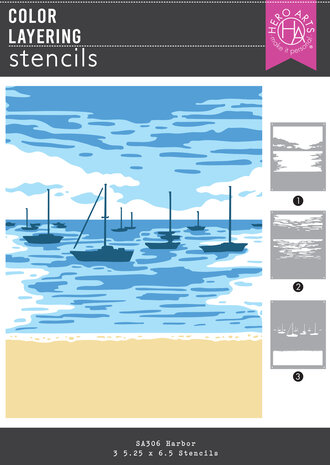 Hero Arts - Seaside Blooms Color Layering Stencils Harbor 