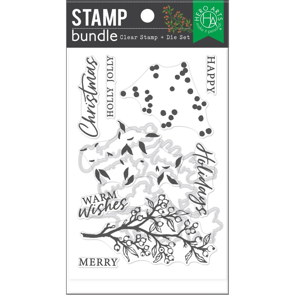 Hero Arts Clear Stamp & Die Combo - Color Layering Holly Branch Hero Arts Clear Stamp & Die Combo - Color Layering Holly Branch