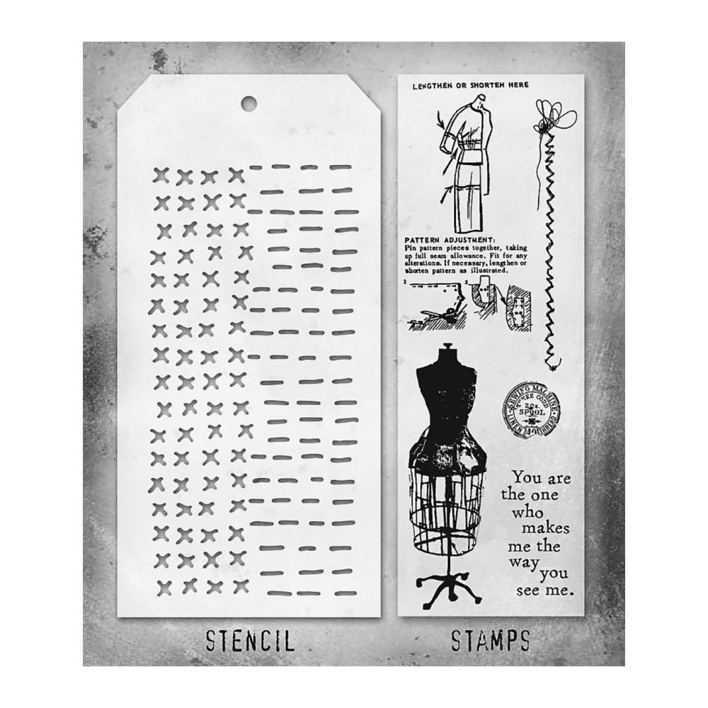 Tim Holtz Mixed-Media Stamps & Stencil Set -  Set #42 