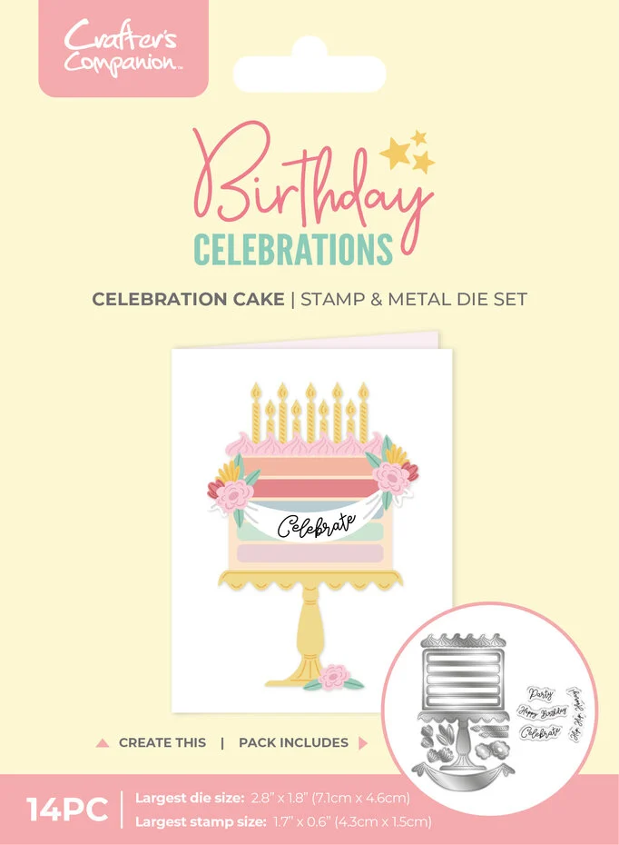 Crafters Companion - Birthday Celebrations Photopolymer Stamp & Die Celebration Cake