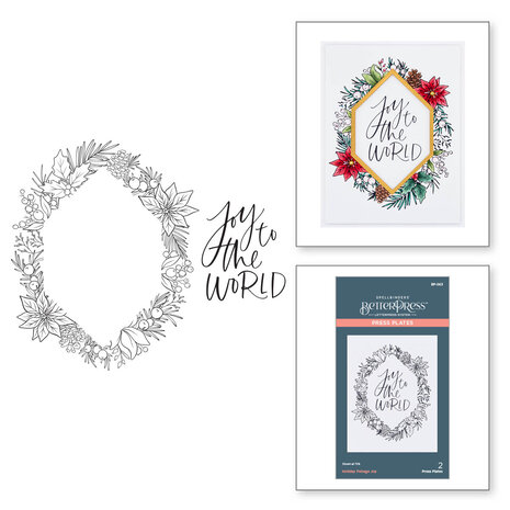 Spellbinders -BetterPress -  Holiday Foliage Joy Press Plate