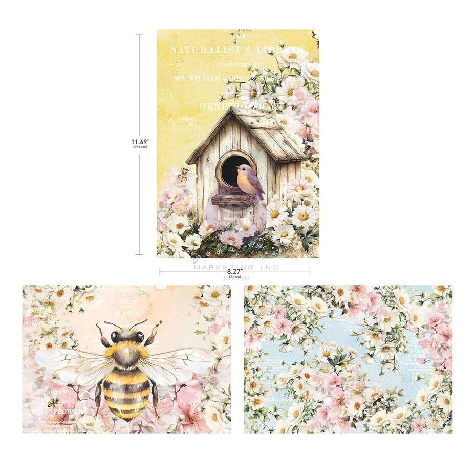 Prima Marketing - Among the Wildflowers A4 Decoupage (3pcs)