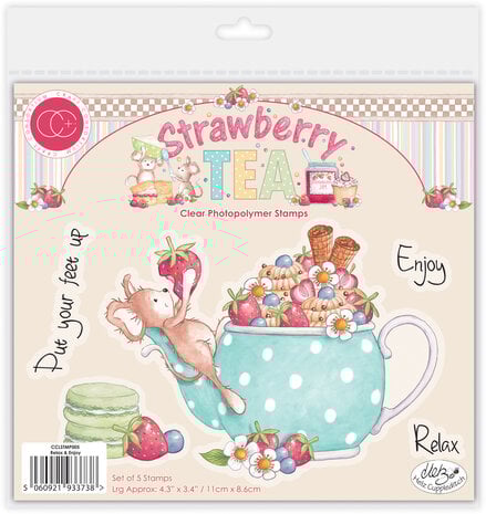 Craft Consortium - Strawberry Tea A6 Photopolymer Stamp Set Relax & Enjoy
