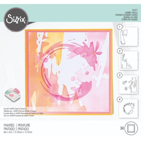 Sizzix Layered Stencils by Olivia Rose Painted (4pcs)