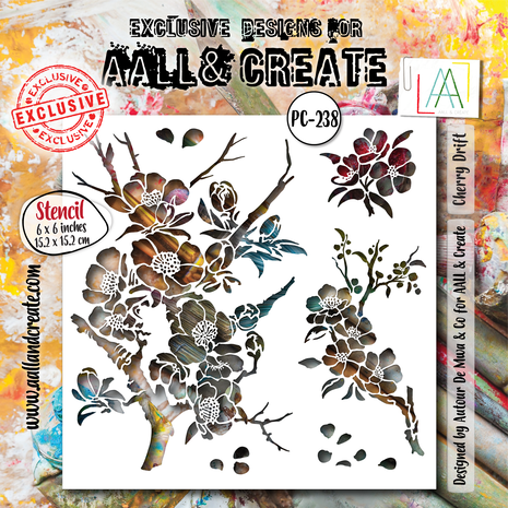 AALL & Create -Ethereal Garden Stencil 6x6 Inch Cherry Drift