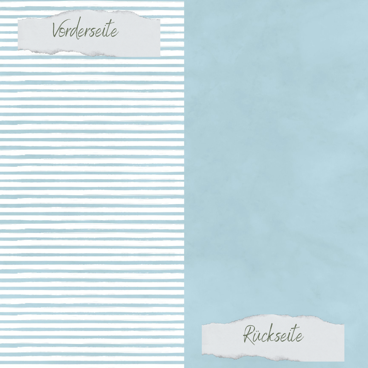 Creative Depot - Designpapier - Basic - Vintage Hellblau - Streifen + Uni - Doppelseitig bedruckt