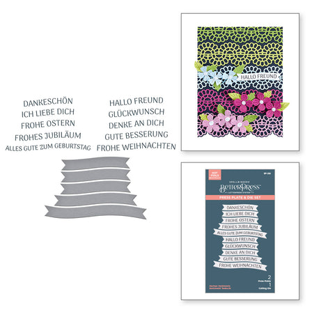 Spellbinders - German Sentiments BetterPress Plate & Die Set from the International Sentiments Collection Spellbinders - German Sentiments BetterPress Plate & Die Set from the International Sentiments Collection