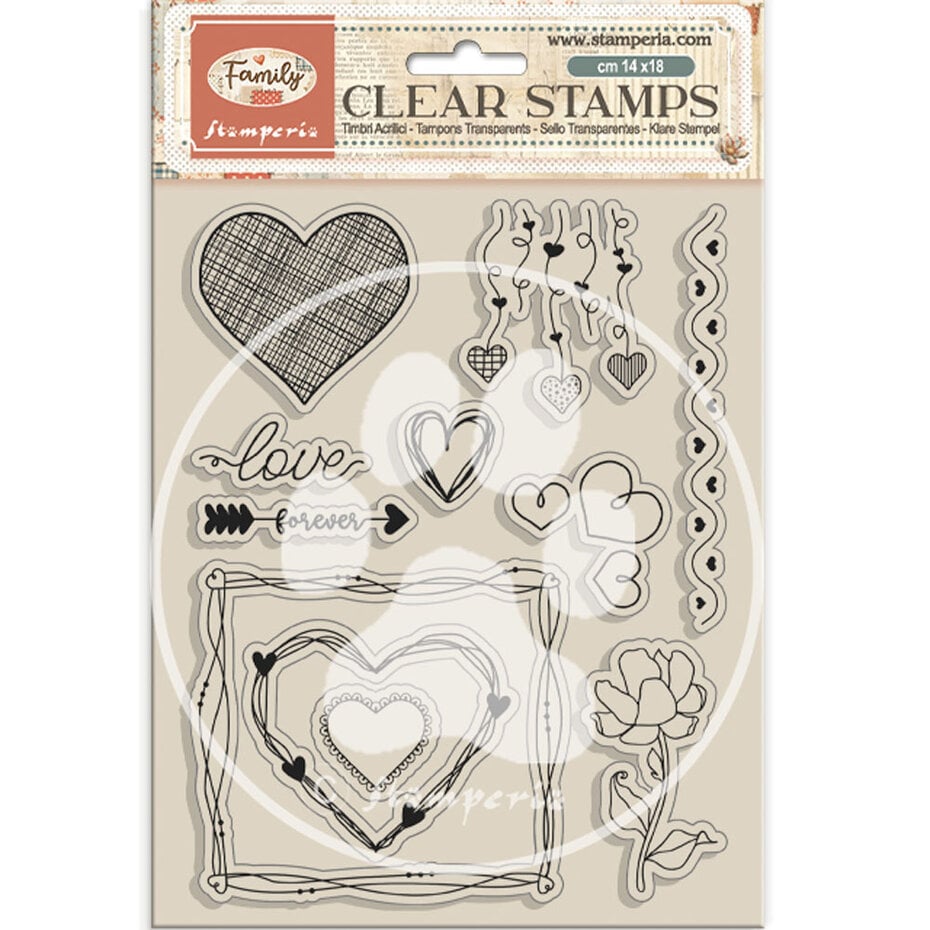 Stamperia - Family Clear Stamp Hearts