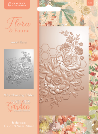 NG-FF-3D-EF5-SWFL - Flora & Fauna 3D Embossing Folder 5x7 Inch Sweet Flora