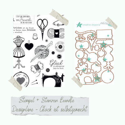 Creative Depot - Bundle - Designline - Glück ist selbstgemacht - Stempelset & Stanzen 