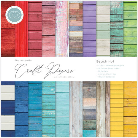 Craft Consortium Essential Craft Papers 12x12 Inch Paper Pad Beach Hut