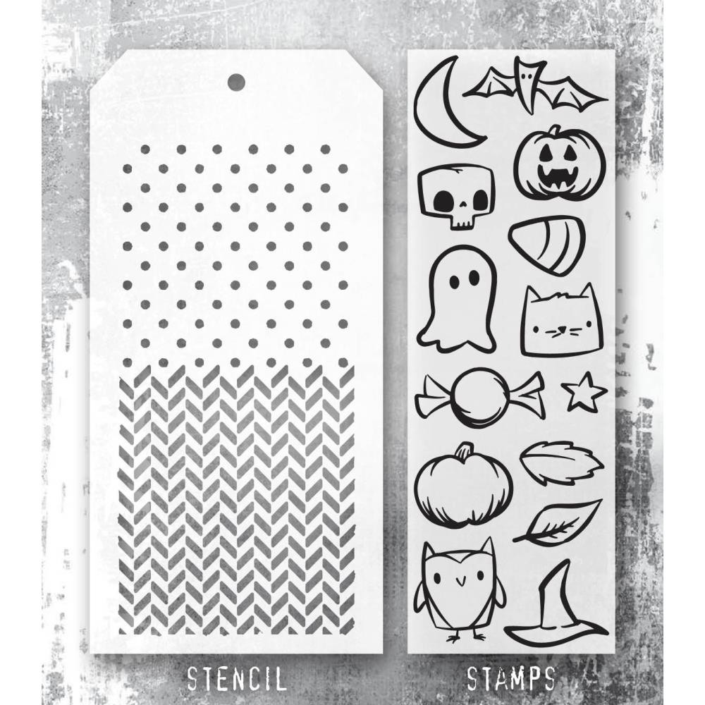 Tim Holtz Mixed-Media Clear Stamp and Stencil - Tiny Frights 