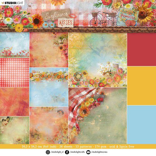Studio Light Paper pad Sunflower Kisses nr.88  8x8"