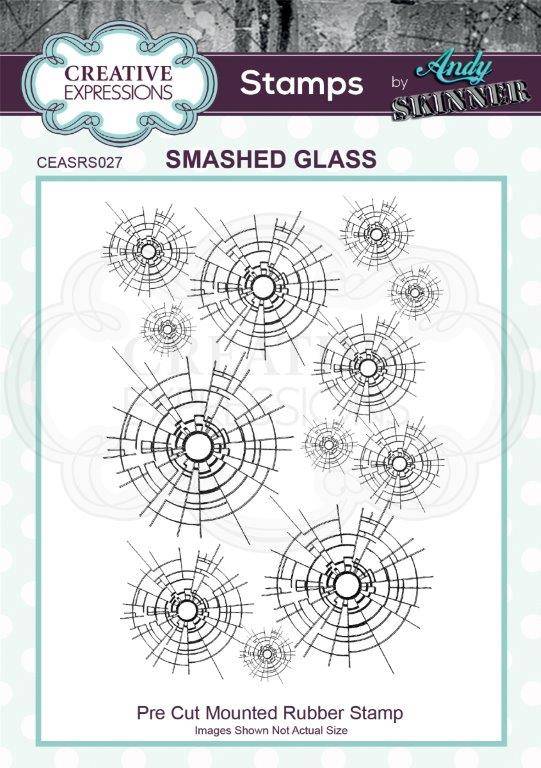 Creative Expressions Andy Skinner Smashed Glass 4.9 in x 3.5 in Rubber Stamp