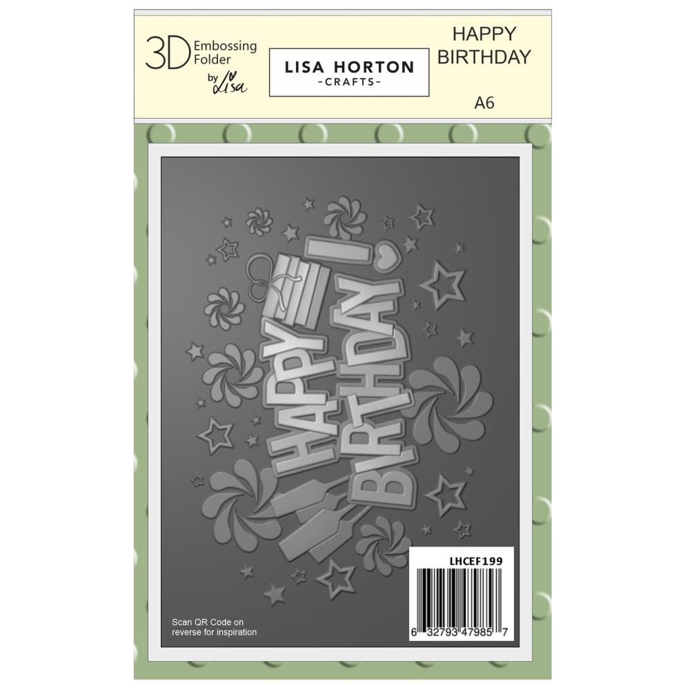 Lisa Horton Crafts A6 Embossing Folder - Happy Birthday 