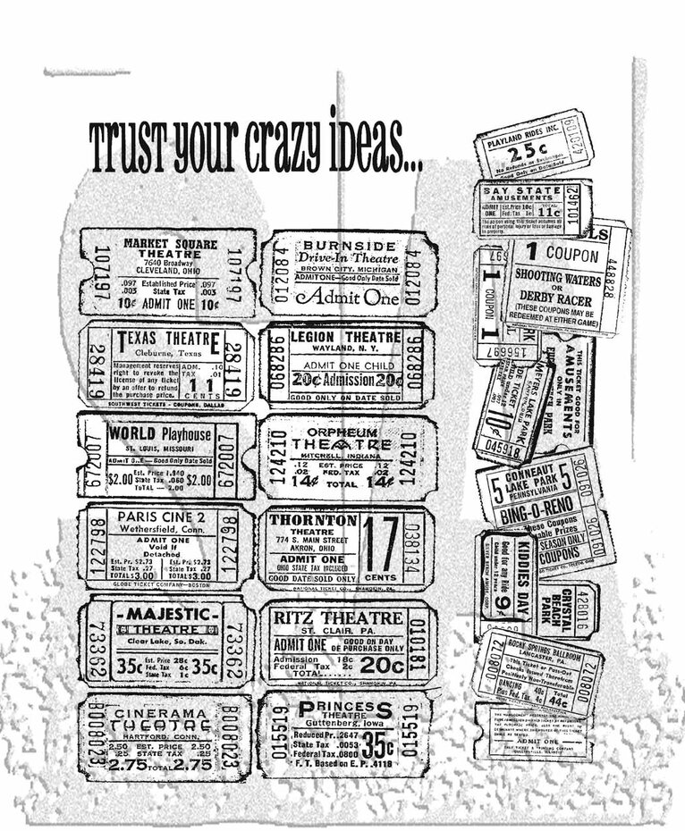 Stampers Anonymous - Admit One Tim Holtz Cling Stamps