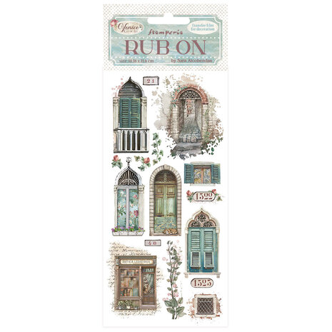 Stamperia -  Venice City of Art Rub-On 4x8,5 Inch Doors and Windows