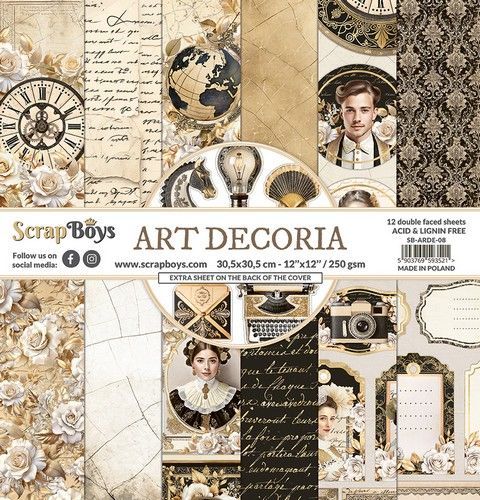 ScrapBoys Art Decoria paperset 12 vl+cut out elements-DZ