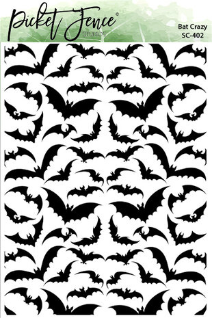 Picket Fence Studios - Bat Crazy 6x8 Inch Stencil  Picket Fence Studios - Bat Crazy 6x8 Inch Stencil