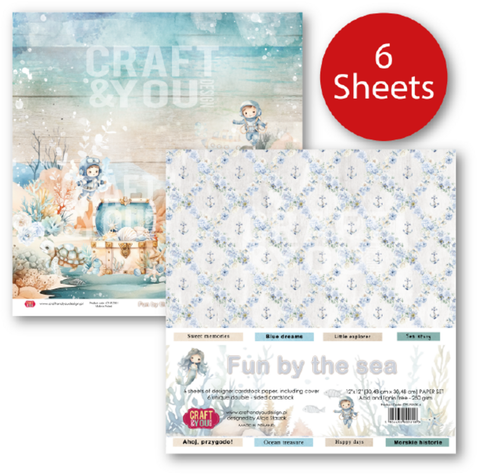Craft & You Design - Fun by the Sea 12x12 Inch Paper Set 252gsm (6sheets)
