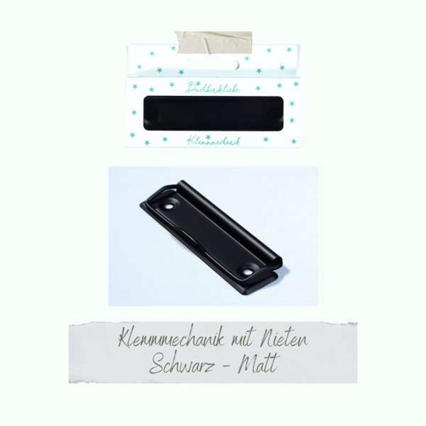 Creative Depot - Klemmmechaniken - Schwarz - Matt - Buchbindeliebe - 3 Stück inkl. Nieten  Creative Depot - Klemmmechaniken - Schwarz - Matt - Buchbindeliebe - 3 Stück inkl. Nieten