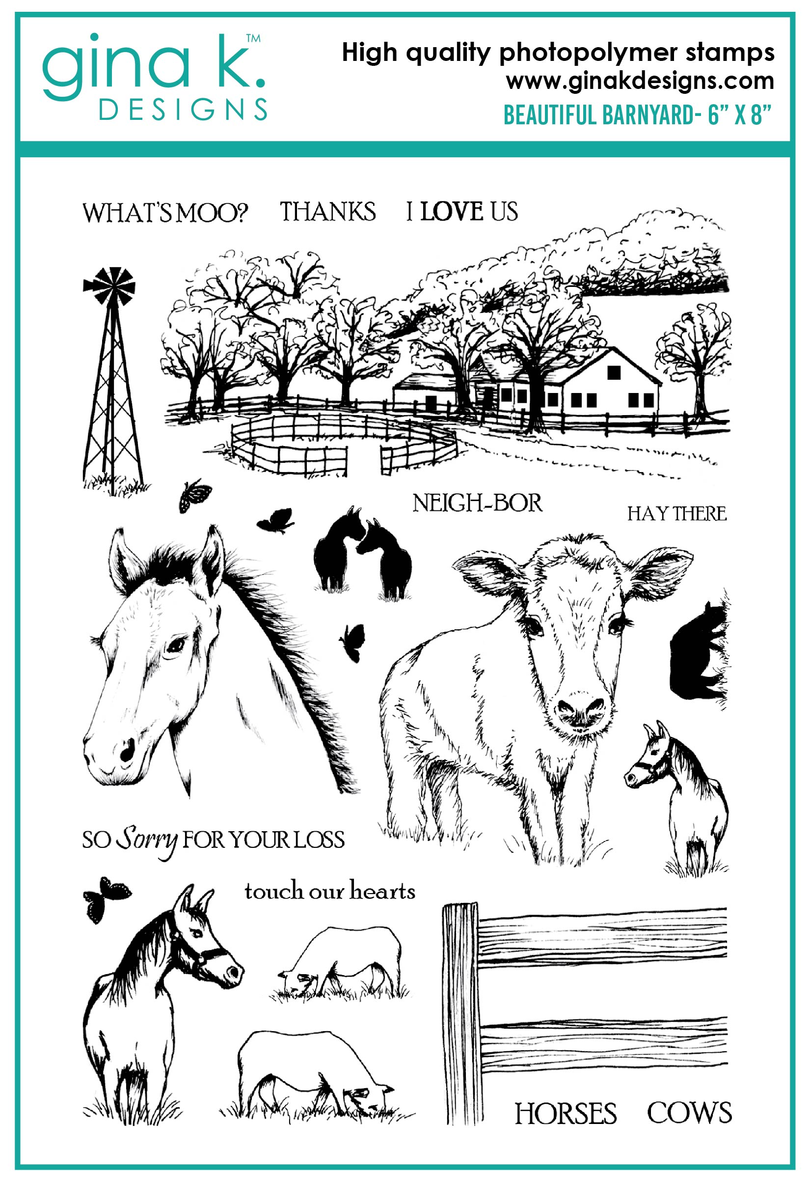 Gina K Designs - STAMPS- Beautiful Barnyard