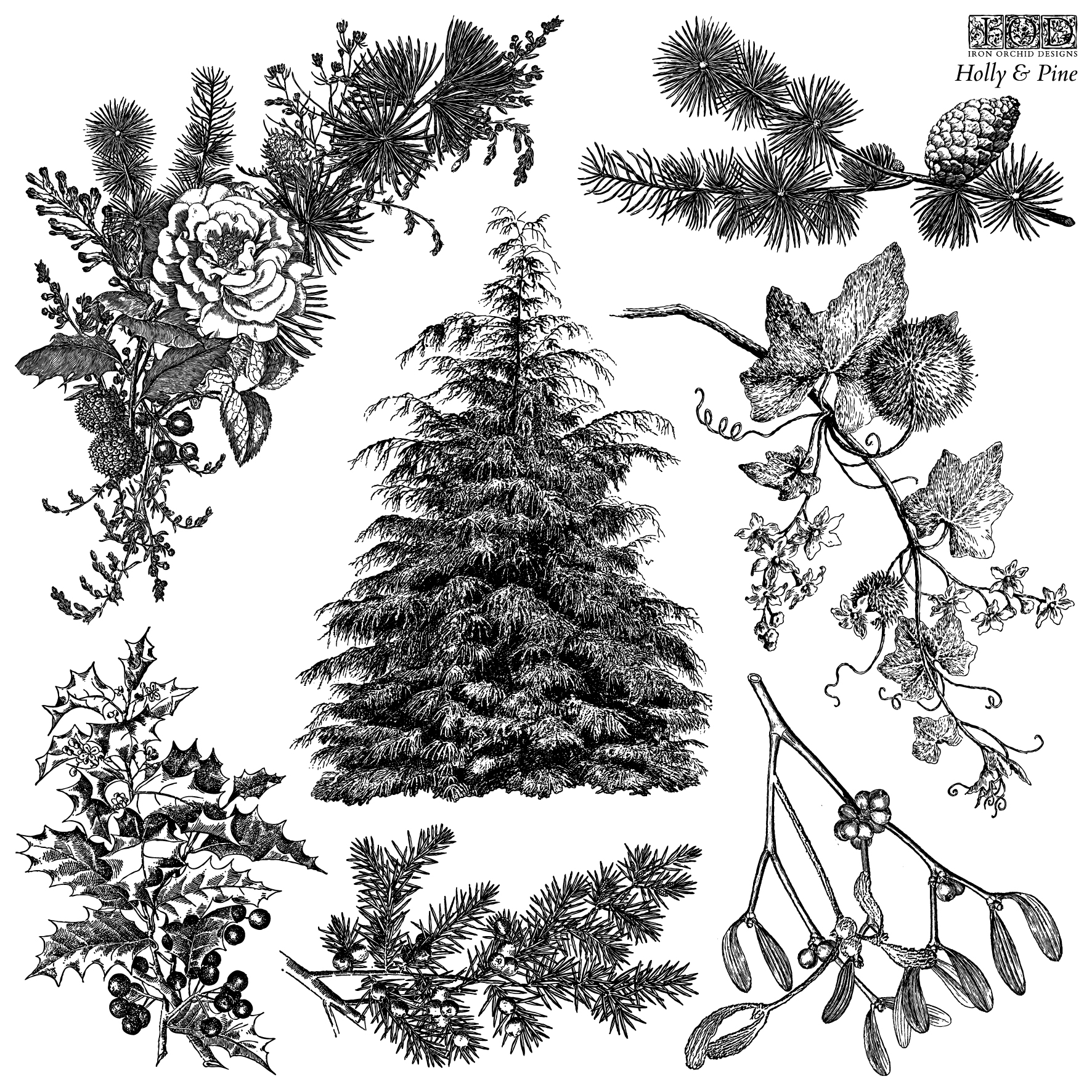 IOD - Stempel - Holly & Pine