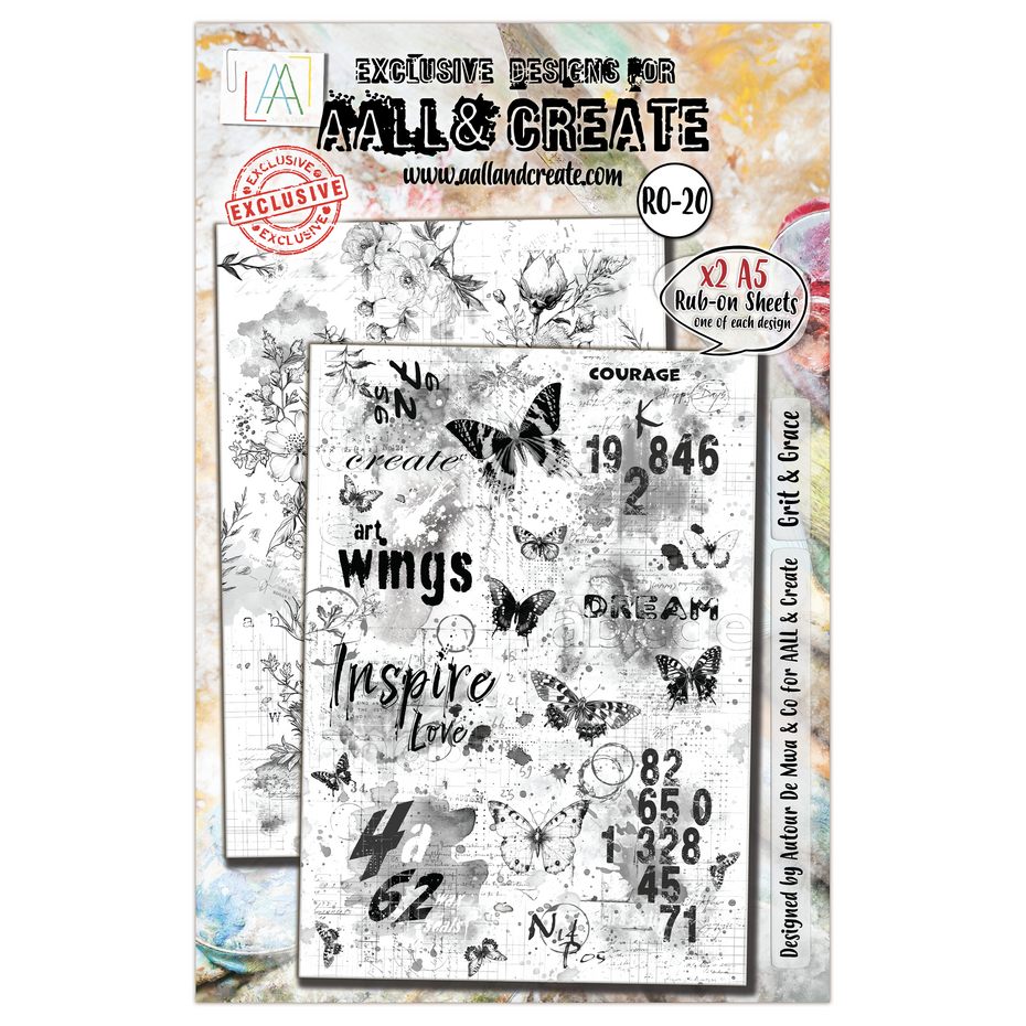 AALL & Create - Whispering Botanica A5 Rub-Ons Grit & Grace