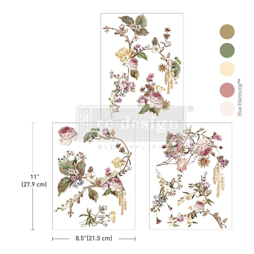 Re-Design with Prima - Rosette Royale 8,5x11 Inch Middy Transfers (3pcs)