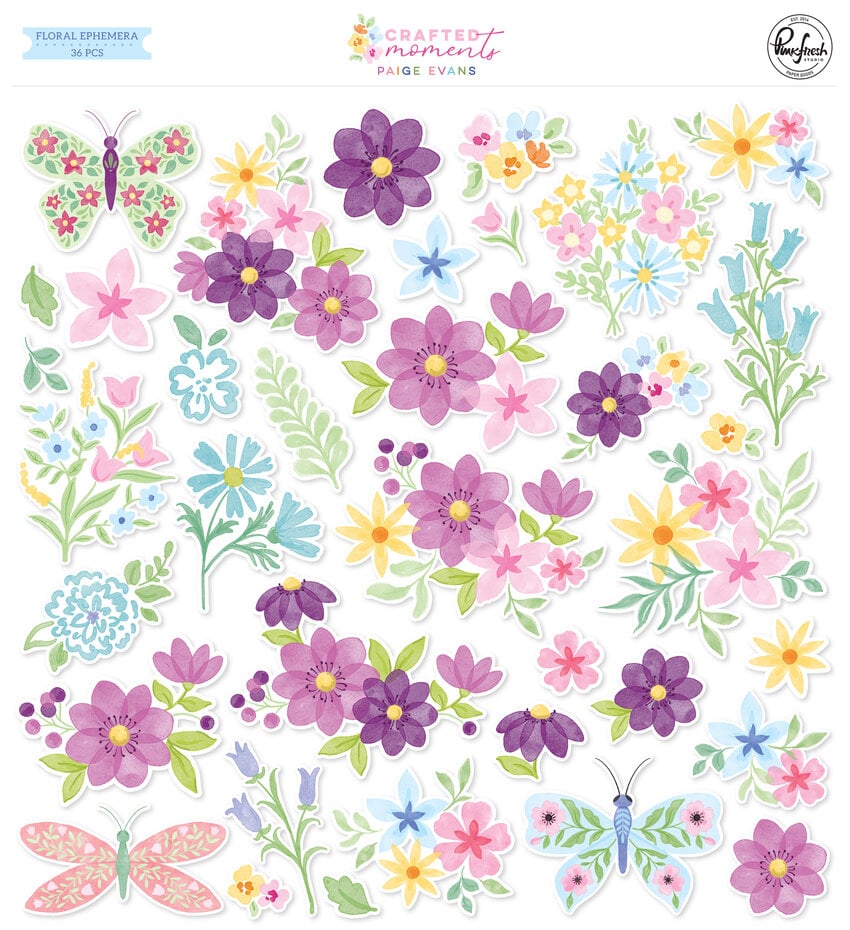 PinkFresh Studio - Crafted Moments Floral Ephemera (36pcs) by Paige Evans