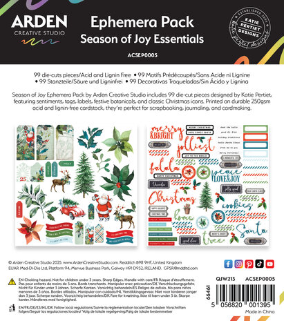 Arden Creative Studio - Season of Joy Essentials Ephemera Pack (99pcs) Arden Creative Studio - Season of Joy Essentials Ephemera Pack (99pcs)
