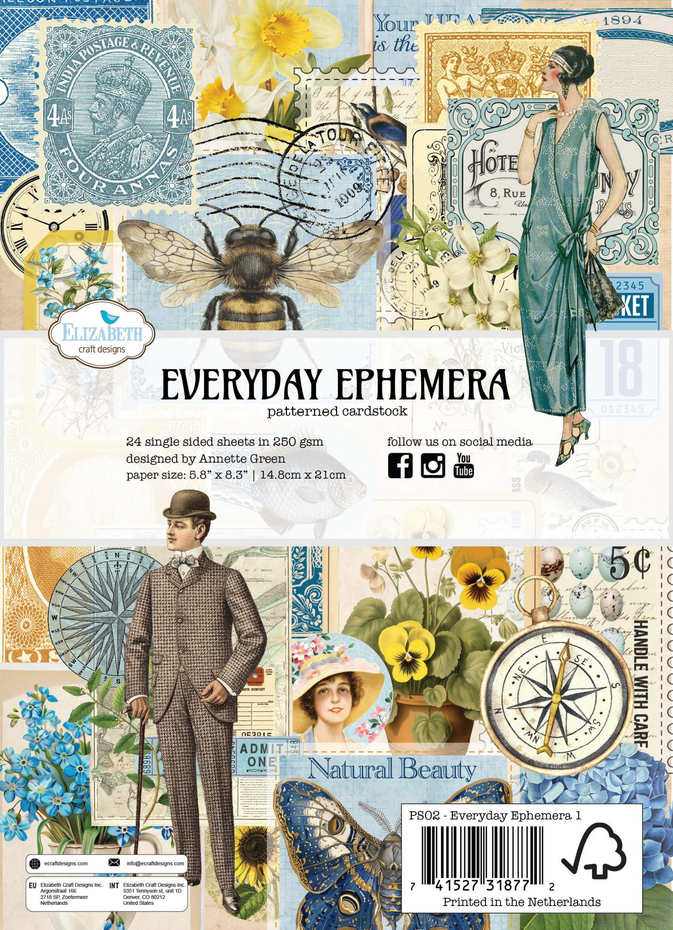 Elizabeth Craft Designs - Delightful Discovery - A5 Patterned Cardstock Everyday Ephemera