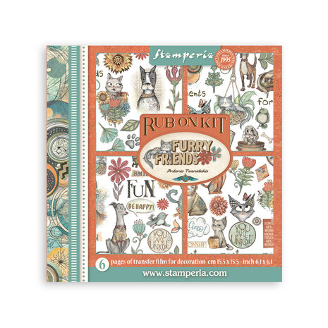 Stamper - Furry Friends Rub-On 6,1x6,1 Inch Assortment (6pcs)