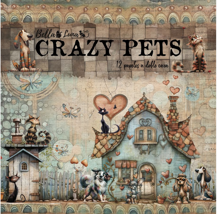 Bellaluna Crafts Pad 8x8" Bellaluna Crafts con 12 papeles doble cara Crazy Pets  Bellaluna Crafts Pad 8x8" Bellaluna Crafts con 12 papeles doble cara Crazy Pets