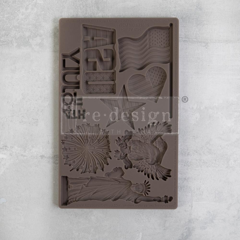 Prima Marketing Re-Design Mould 5"X8"X8mm - Happy 4th