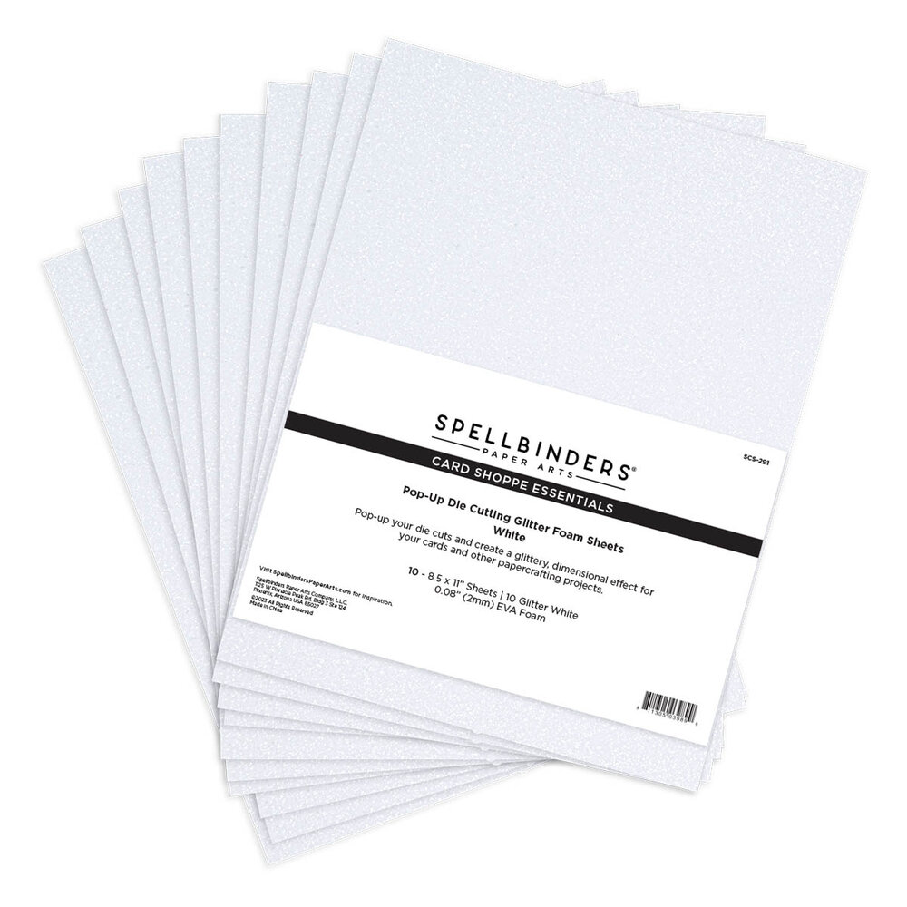 Spellbinders - Pop-Up Die Cutting Glitter Foam Sheets - White (10pcs)
