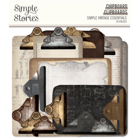 Simple Stories - Simple Vintage Essentials Chipboard Clipboards (29pcs)  Simple Stories - Simple Vintage Essentials Chipboard Clipboards (29pcs)