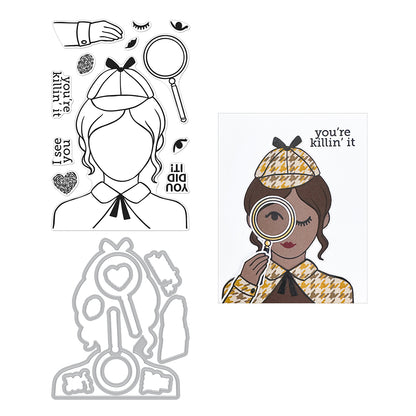 Hero Arts - Hero Arts Miss Detective Stamp & Cut Set from the Case Closed Collection 
