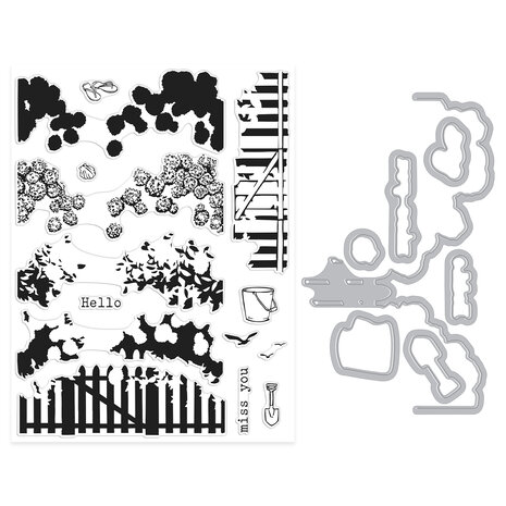 Hero Arts Clear Stamp - Seaside Blooms Stamp & Cut Coastal Blooms HeroScape 