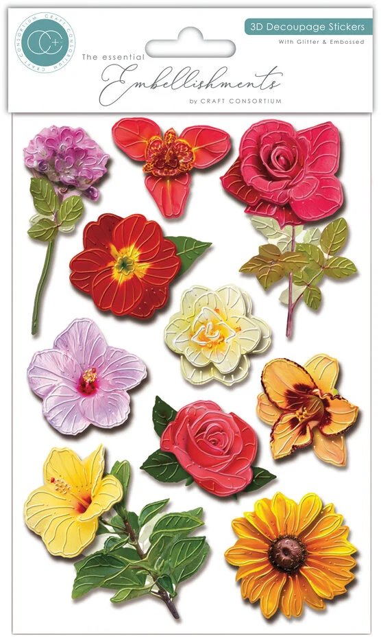 Craft Consortium - 3D Decoupage Stickers Flowers