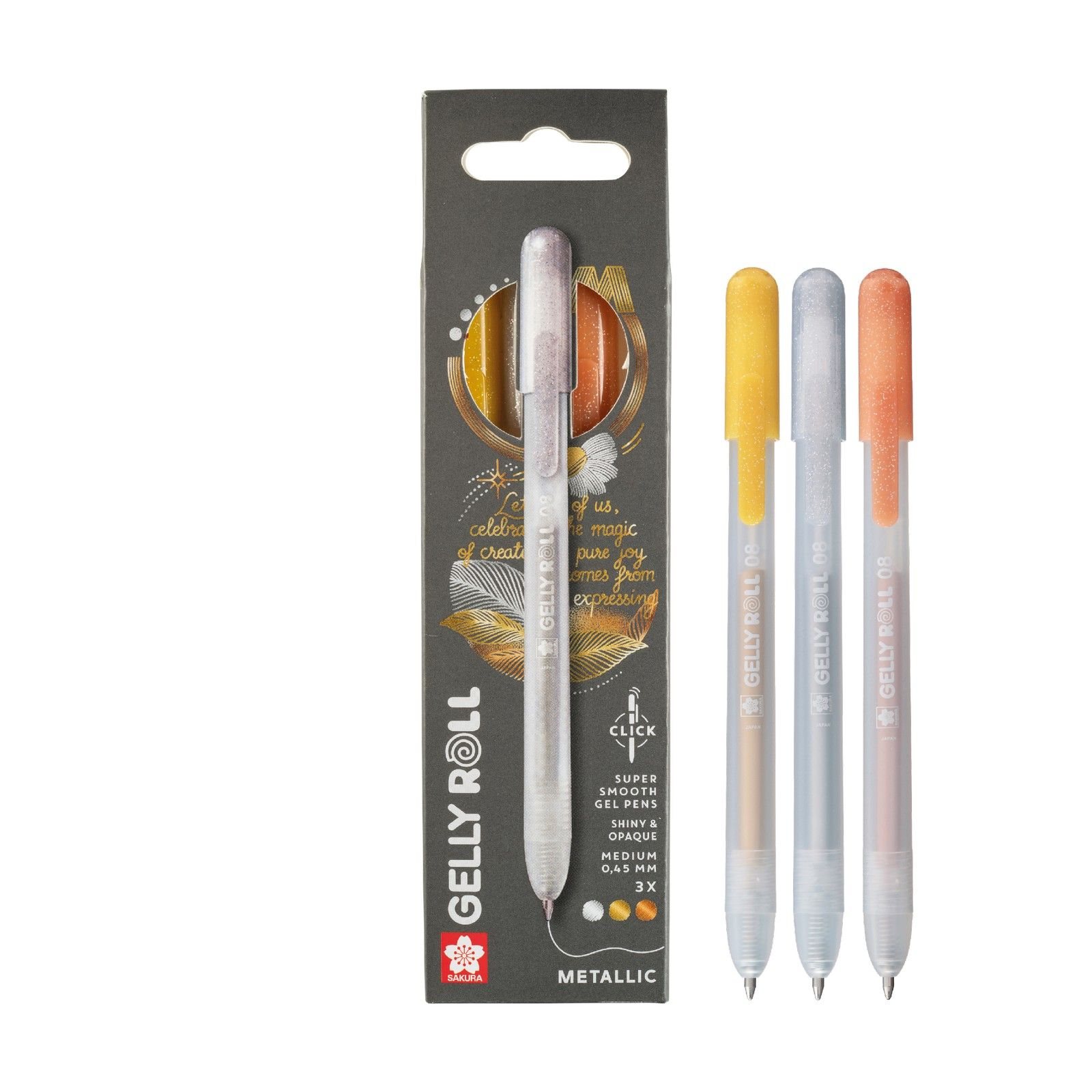 Sakura • Gelly Roll Retractable Metallic Set Silver Gold Copper 3pcs Sakura • Gelly Roll Retractable Metallic Set Silver Gold Copper 3pcs