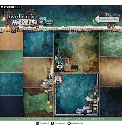 Studio Light Design Paper Pad - Background paper pad Gearhead's Workshop - 36 sheets nr. 470