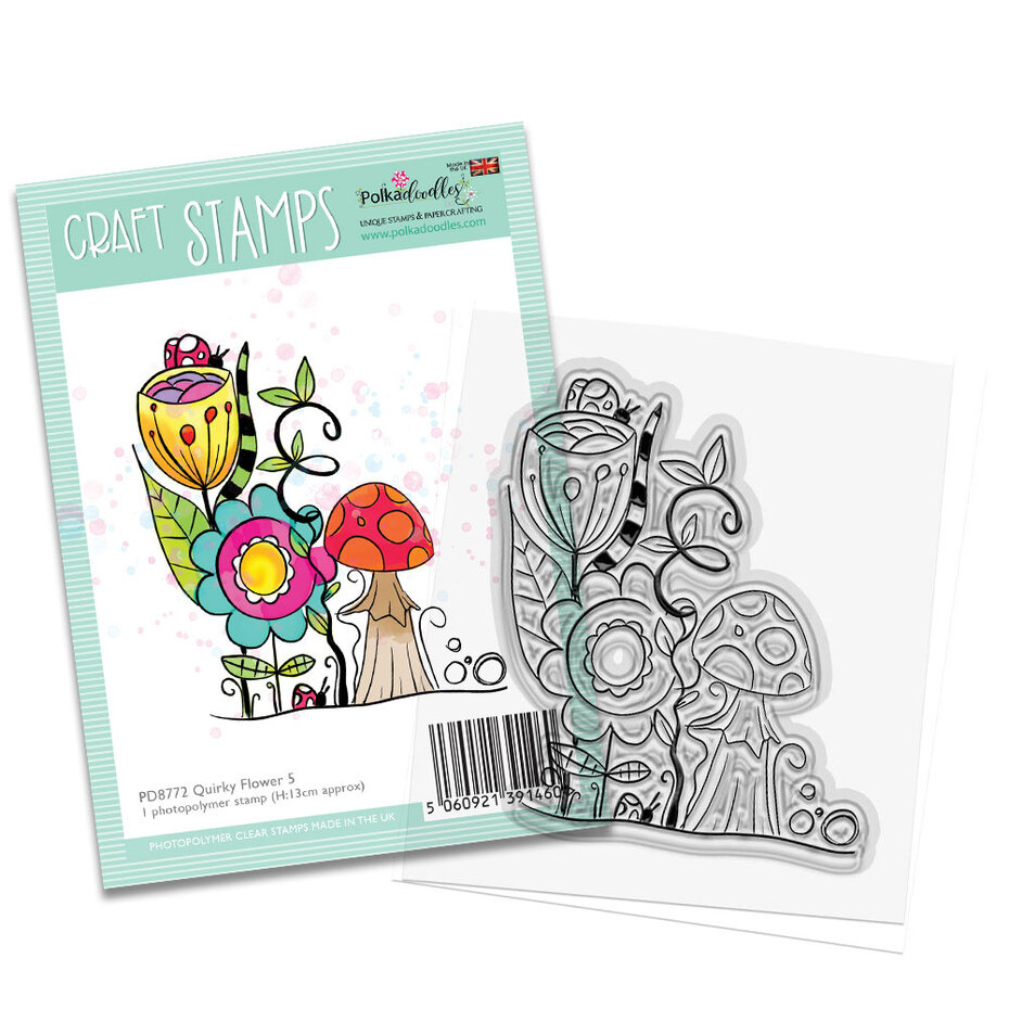 Polkadoodles - Quirky Flower 5 Craft Stamps
